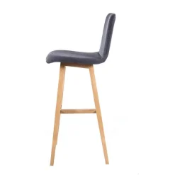 BarPlaza Tabouret de bar scandinave en tissu avec pieds en bois
