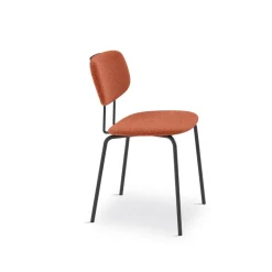 Bistro Chaise de séjour inspiration rétro en tissu avec pieds en métal