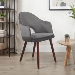Bistrot Fauteuil cosy en tissu avec dossier ajouré et pieds bois