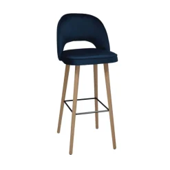Bistrot Tabouret de bar en tissu dossier ajouré avec pieds en bois