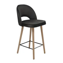 Bistrot Tabouret snack en tissu dossier ajouré avec pieds en bois