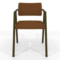 Bormio Chaise design en simili avec accoudoirs et pieds en métal