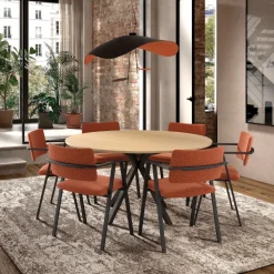 Bormio Chaise design en tissu avec accoudoirs et pieds en métal