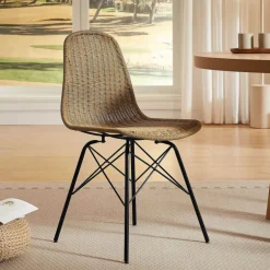 BornéoChaise tressée bohème avec pieds Eiffel