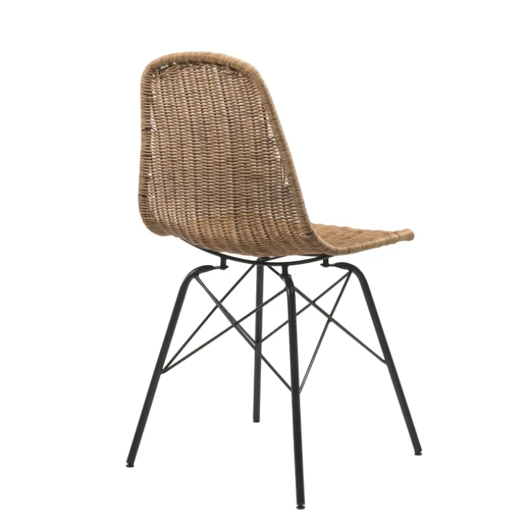 BornéoChaise tressée bohème avec pieds Eiffel