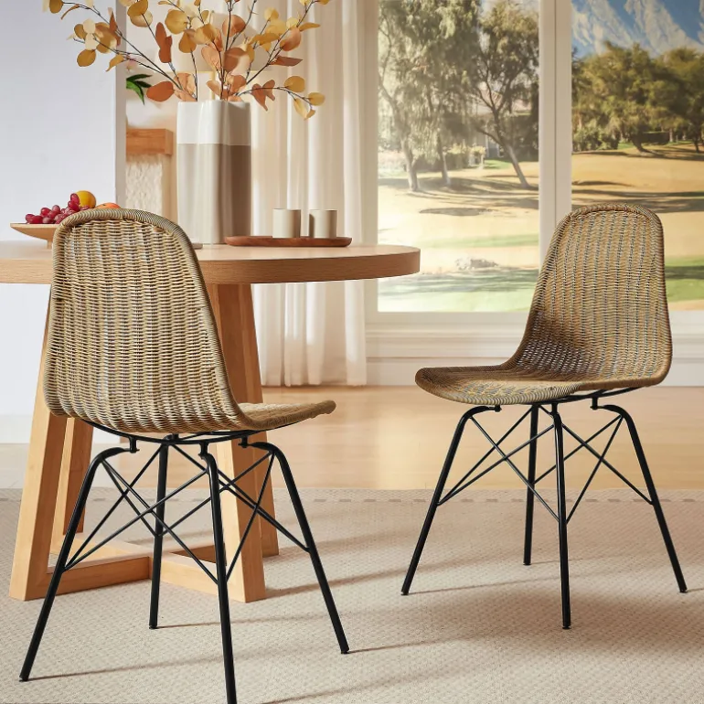 BornéoChaise tressée bohème avec pieds Eiffel