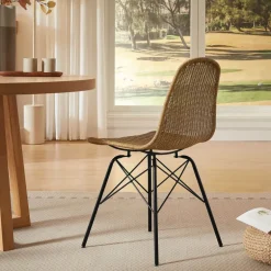 BornéoChaise tressée bohème avec pieds Eiffel