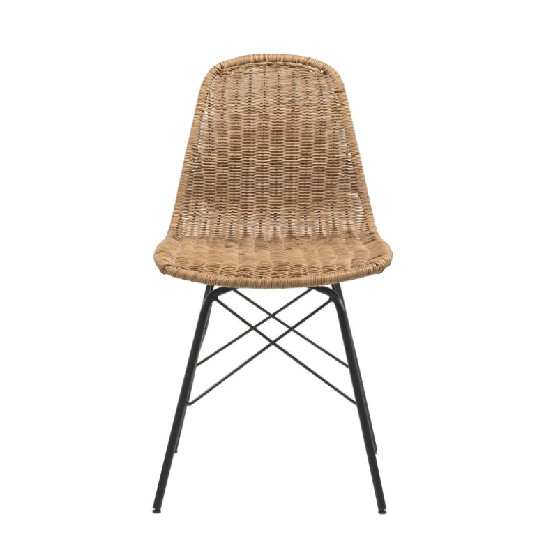 BornéoChaise tressée bohème avec pieds Eiffel