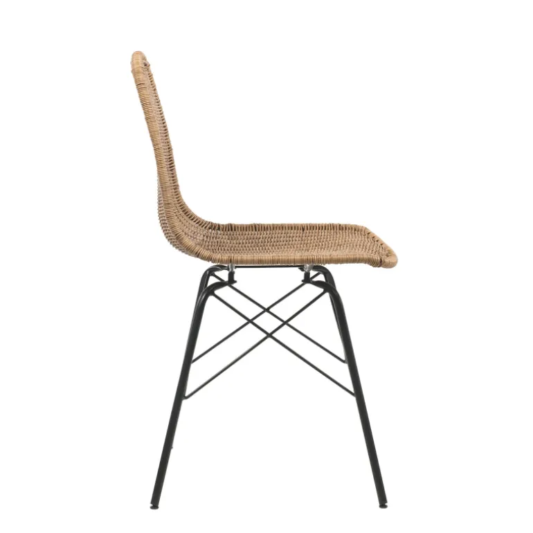 BornéoChaise tressée bohème avec pieds Eiffel