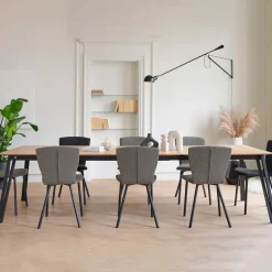 Brest Mobitec® Table en bois massif extensible avec pieds en métal forme épingle