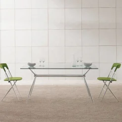 Brioso Midj® Table en verre design avec pieds en X métalliques