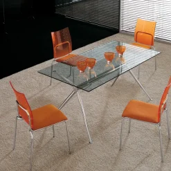 Brioso Midj® Table en verre design avec pieds en X métalliques
