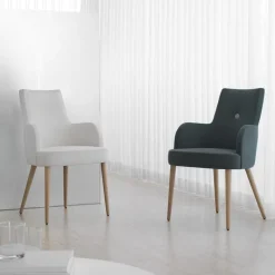 Brisa Bridge Fauteuil confortable en tissu et pieds bois