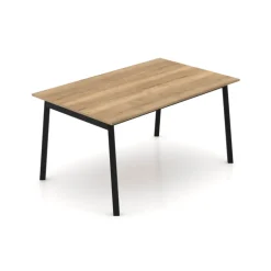 Bérénice Table extensible en mélaminé chêne naturel avec pieds en métal noir