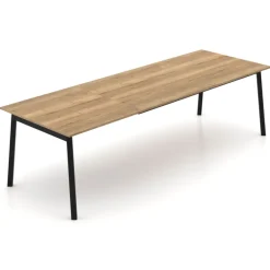 Bérénice Table extensible en mélaminé chêne naturel avec pieds en métal noir