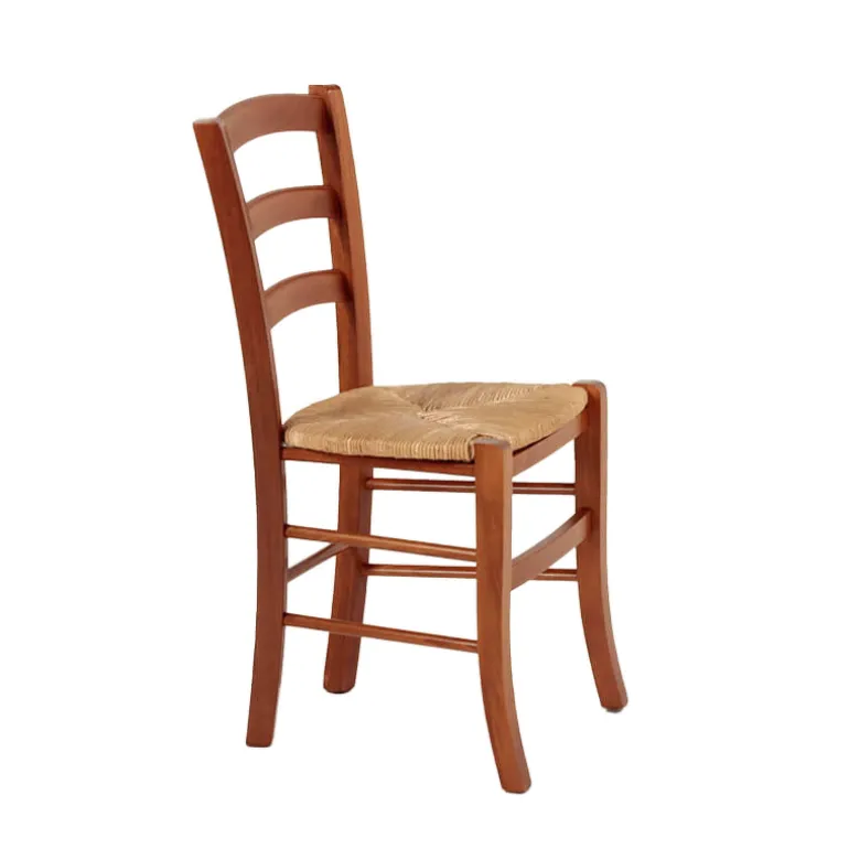 Brocéliande Chaise de cuisine rustique en bois massif et paille