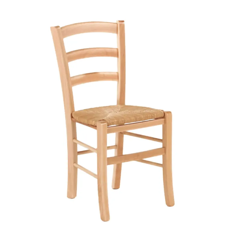 Brocéliande Chaise de cuisine rustique en bois massif et paille