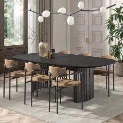 Canvas Grande table design rectangulaire aux bords arrondis avec pieds ajourés