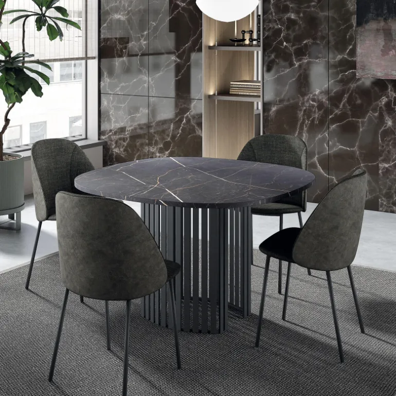 Canvas Table design carrée avec bords arrondis et pied central ajouré