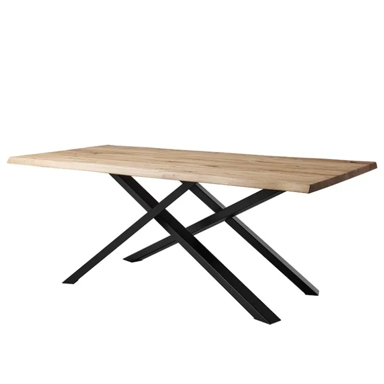 Carte Table rectangulaire industrielle en bois massif et pieds mikado