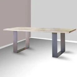 Carte Table rectangulaire industrielle extensible en chêne massif pieds traineau