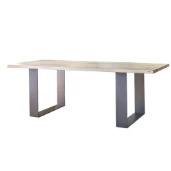 Carte Table rectangulaire industrielle extensible en chêne massif pieds traineau