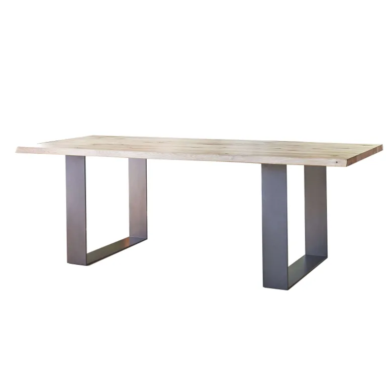 Carte Table rectangulaire industrielle extensible en chêne massif pieds traineau