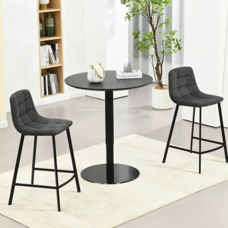 CarviTabouret matelassé hauteur snack en tissu