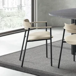 Cassis Fauteuil moderne en tissu avec accoudoirs et pieds en métal