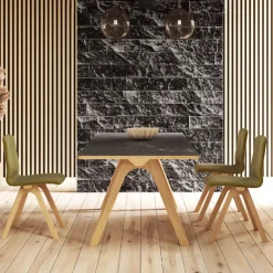 Chevron Table de designer en céramique et bois