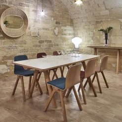 Chevron Table de designer en céramique et bois