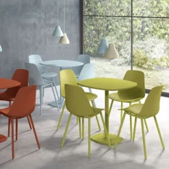 Circa Petite table de cuisine carrée aux bords arrondis avec pied central