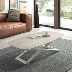 Clip Table basse relevable électrique forme tonneau en céramique