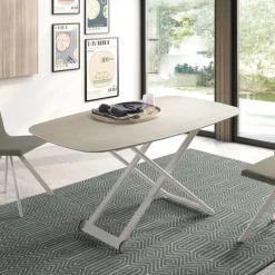 Clip Table basse relevable électrique forme tonneau en céramique