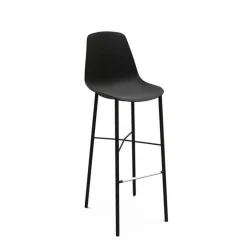 Cloe Tabouret de bar belge moderne avec coque en polypropylène et pieds en métal