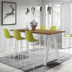 Cloe Tabouret de bar belge moderne avec coque en polypropylène et pieds en métal