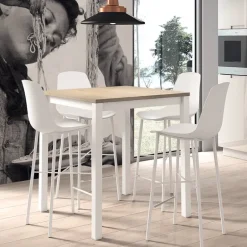 Cloe Tabouret snack moderne en polypropylène et métal