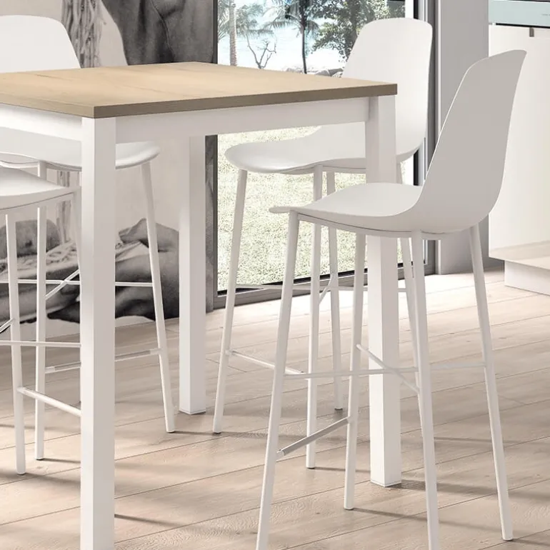 Cloe Tabouret snack moderne en polypropylène et métal