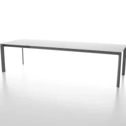 Cocoon Table rectangulaire extensible en verre trempé et pieds en métal fabriquée en Italie