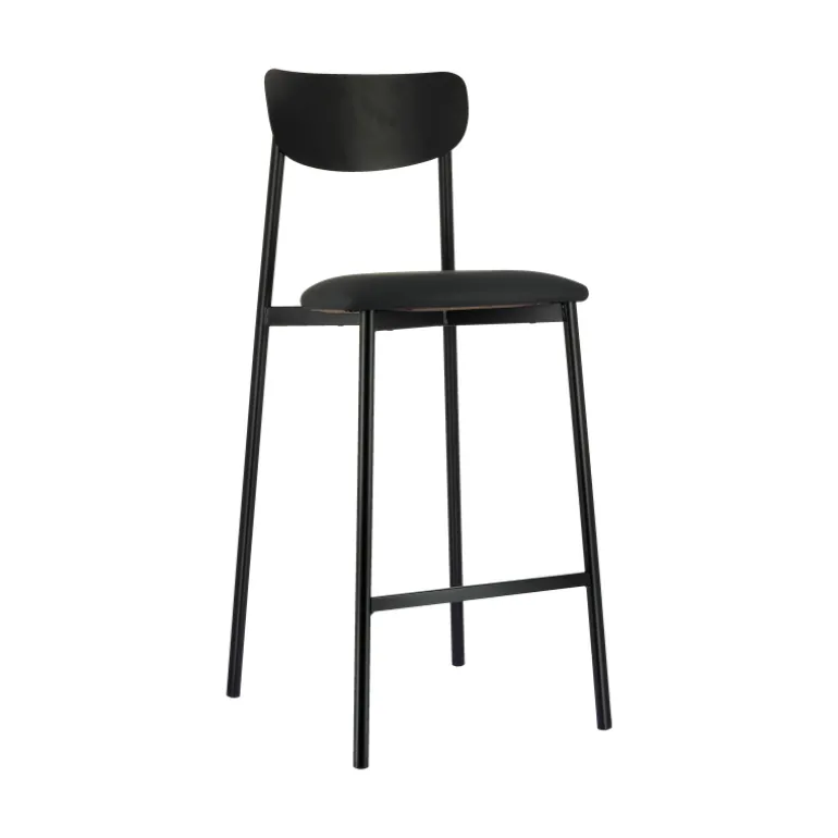 Colette Carrier® Tabouret snack français en métal avec assise en simili rembourrée