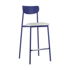 Colette Carrier® Tabouret snack français en métal avec assise en simili rembourrée