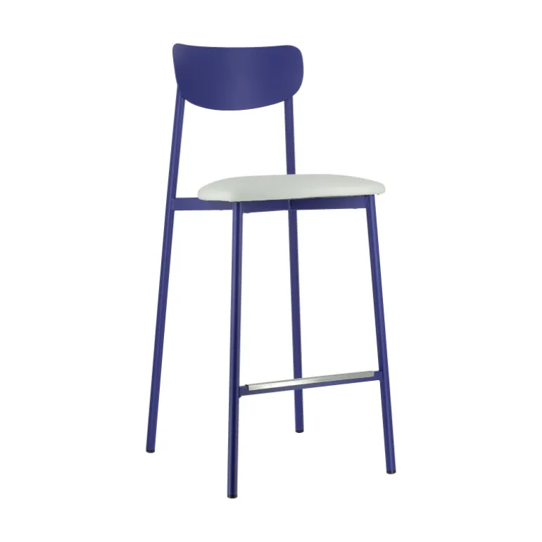 Colette Carrier® Tabouret snack français en métal avec assise en simili rembourrée