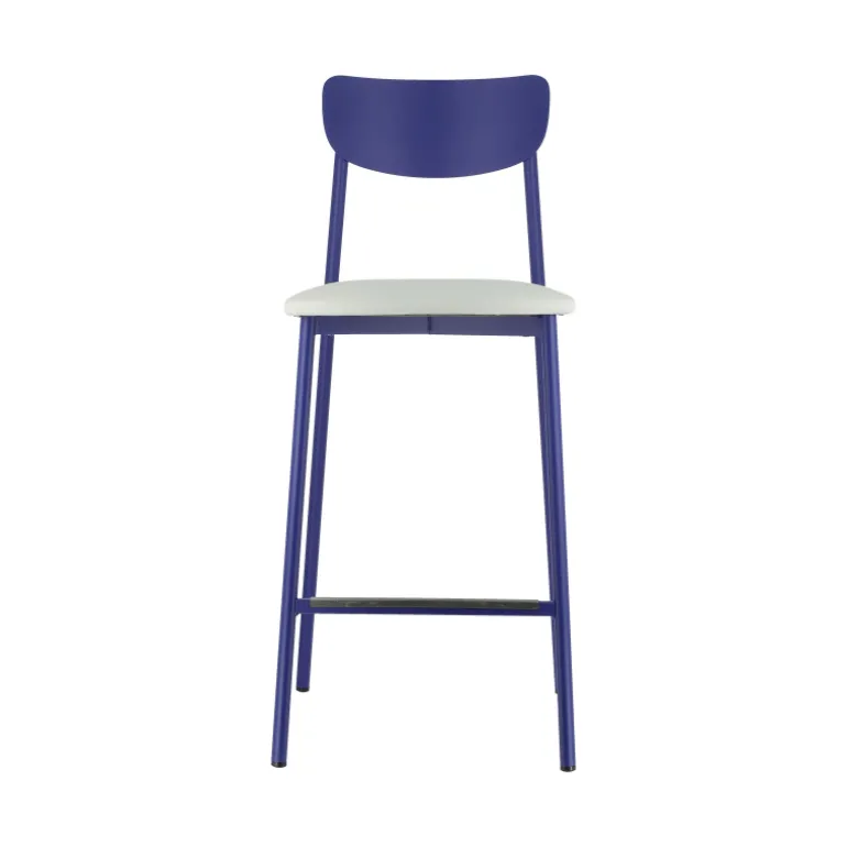 Colette Carrier® Tabouret snack français en métal avec assise en simili rembourrée