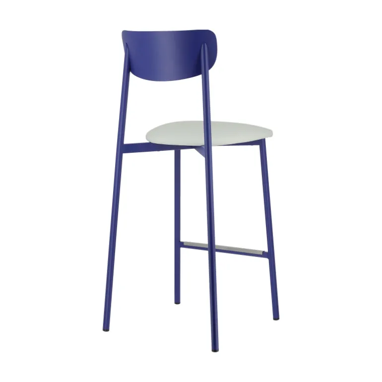 Colette Carrier® Tabouret snack français en métal avec assise en simili rembourrée
