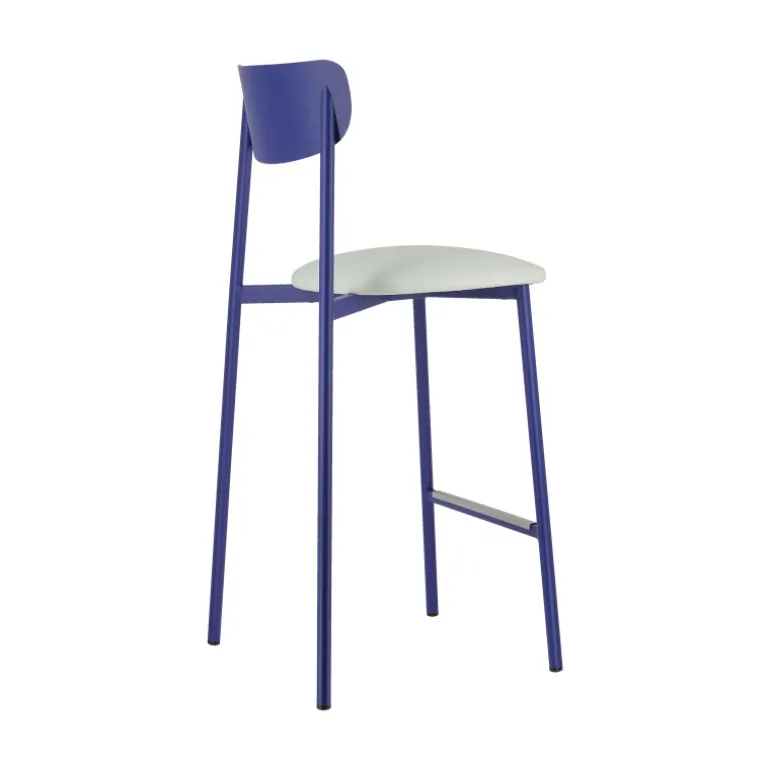 Colette Carrier® Tabouret snack français en métal avec assise en simili rembourrée