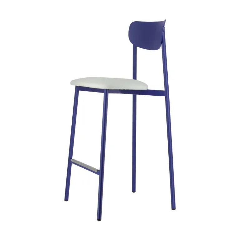Colette Carrier® Tabouret snack français en métal avec assise en simili rembourrée