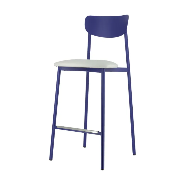 Colette Carrier® Tabouret snack français en métal avec assise en simili rembourrée