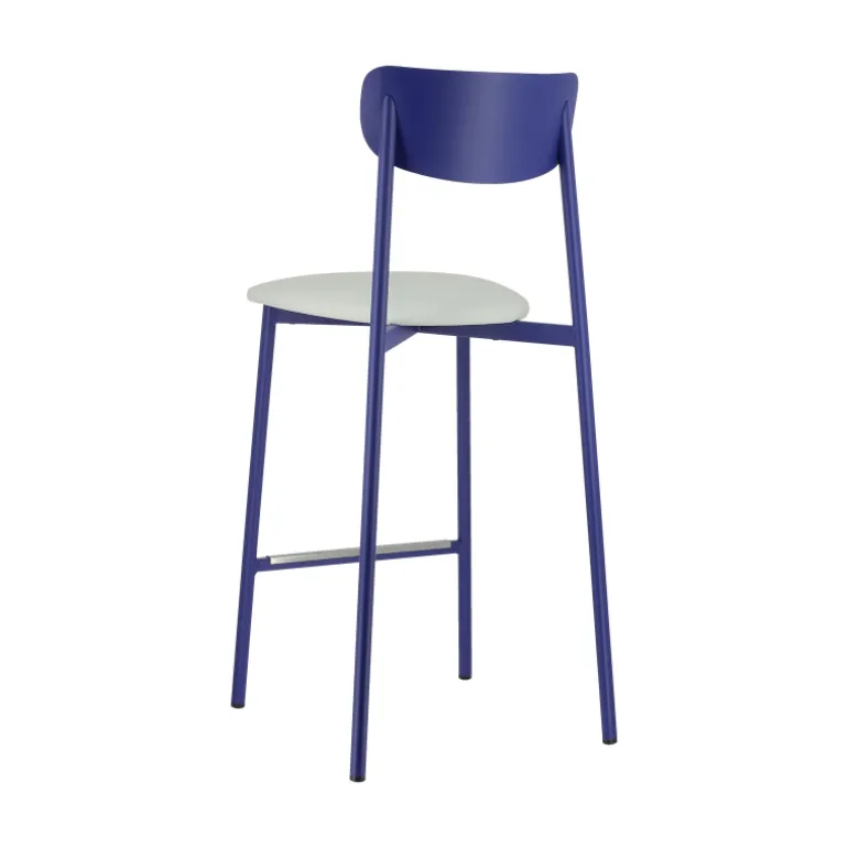 Colette Carrier® Tabouret snack français en métal avec assise en simili rembourrée