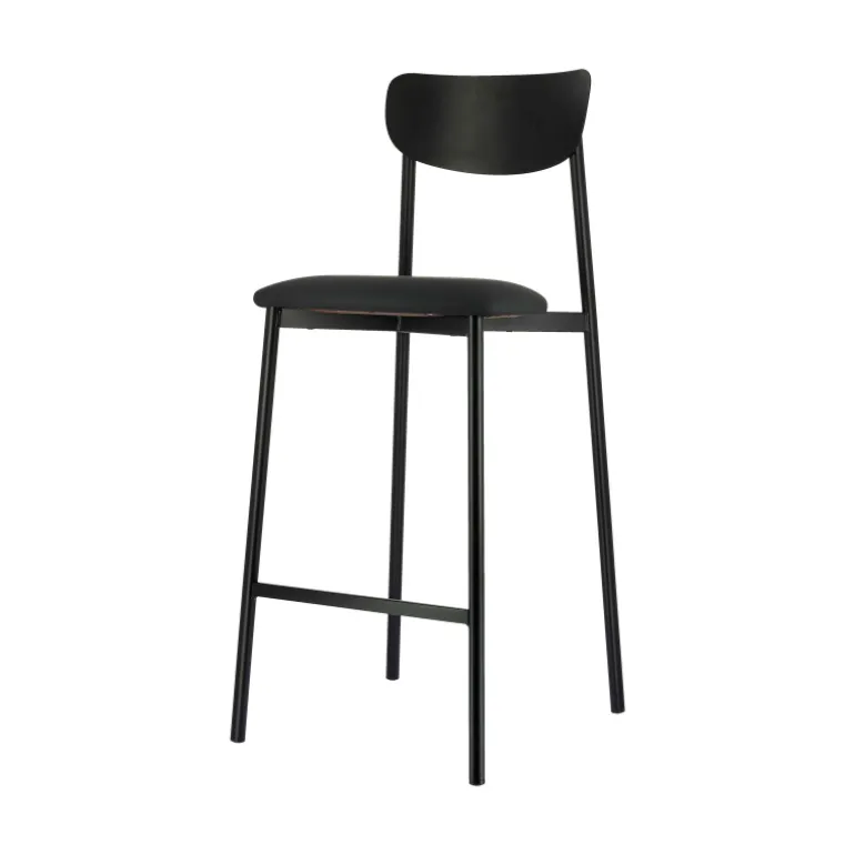Colette Carrier® Tabouret snack français en métal avec assise en simili rembourrée