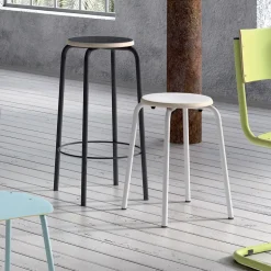 Collège Tabouret bas vintage en métal et bois